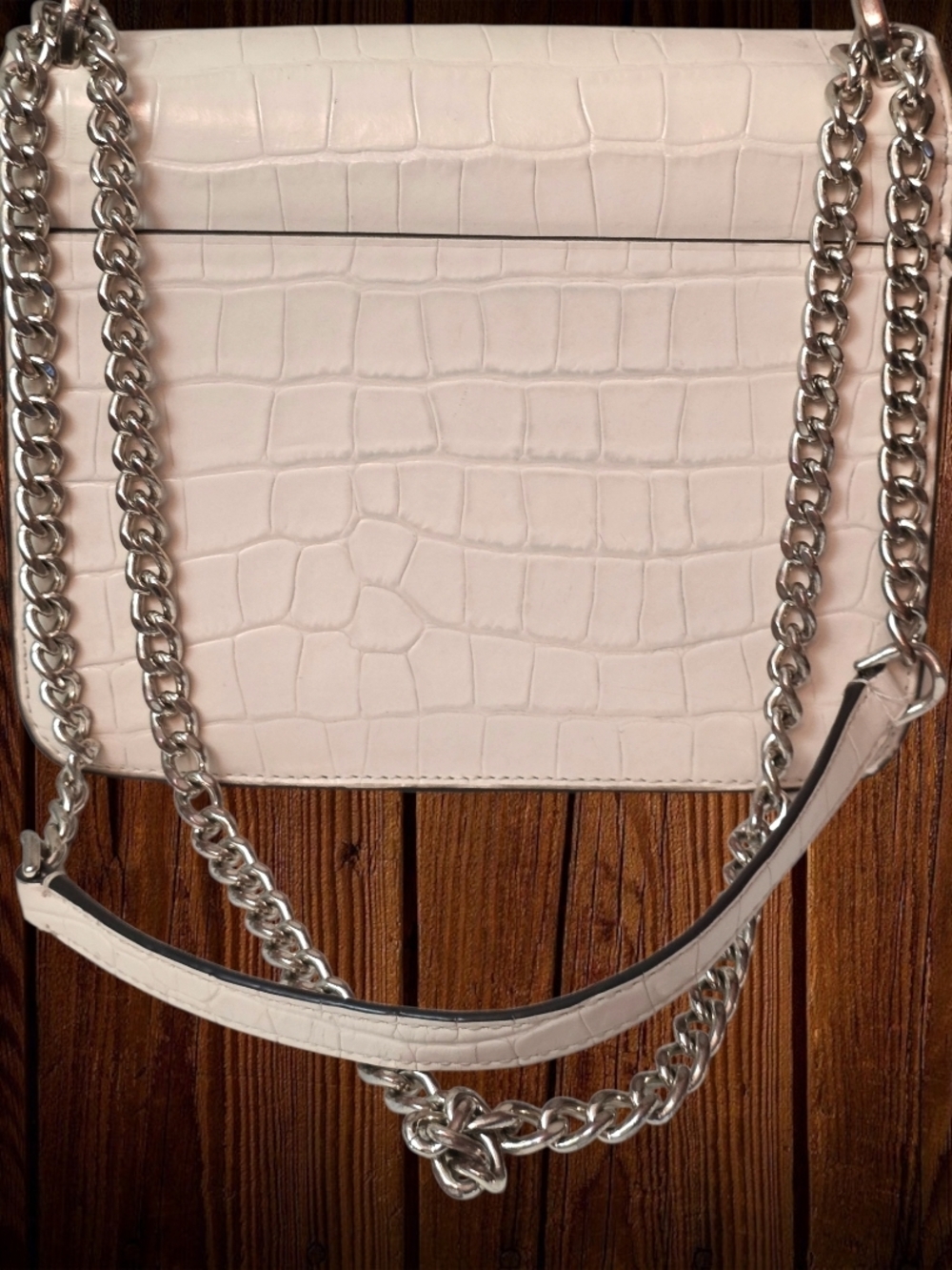 Kate Spade Shoulder Bag Croc-Embossed Chain-Cream $13 GOOD - Picture 8 of 15